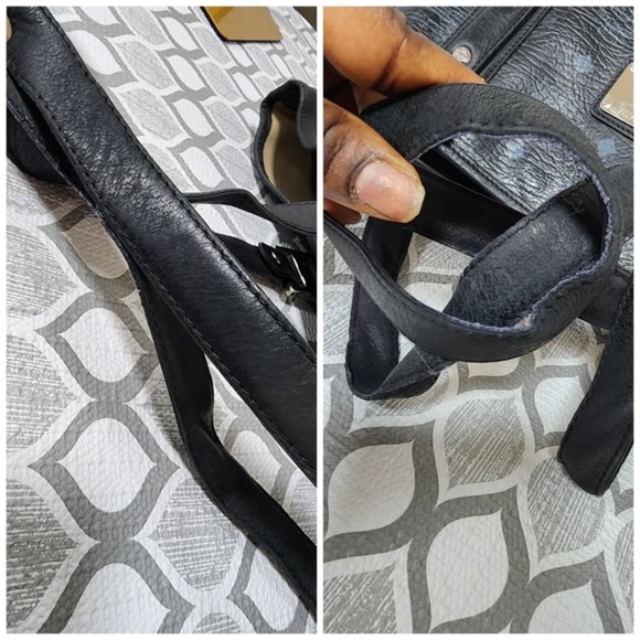 Authentic MCM Visestos Shopping Tote Bag Black/Grey - Picture 7 of 14